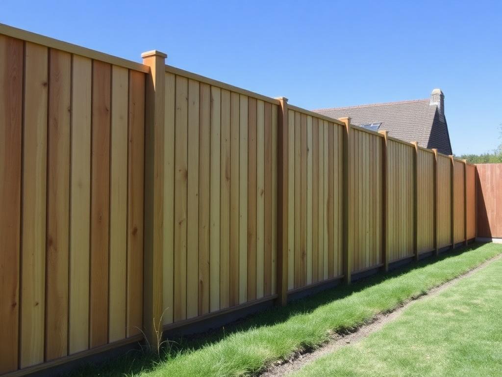 New closeboard timber fence along a UK garden boundary